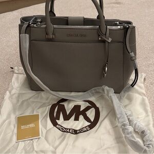 Michael Kors Light Grey Leather Satchel